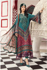 MARIA - B (M. PRINTS) - 3 Piece Unstitched Embroidered Cambric Suit | MPT-2710-B