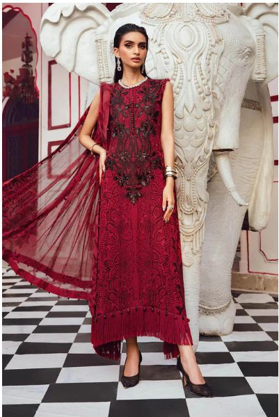 MARIA - B (M. PRINT) 3 Piece Unstitched Embroidered Linen Suit | MPT-2702-A
