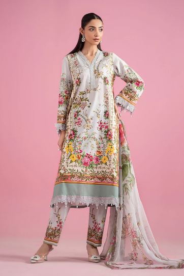 MARIA - B (3 Piece Unstitched Embroidered Lawn Suit | MPT-2605-B)