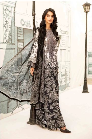 MARIA - B (3 Piece Unstitched Embroidered Lawn Suit | MPT-2608-B)