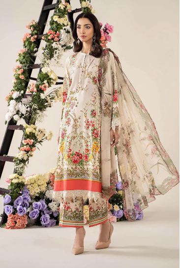 MARIA - B (3 Piece Unstitched Embroidered Lawn Suit | MPT-2605-A)