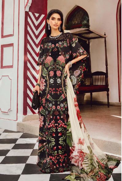 MARIA - B (M. PRINTS) 3 Piece Unstitched Embroidered Cambric Suit | MPT-2709-B