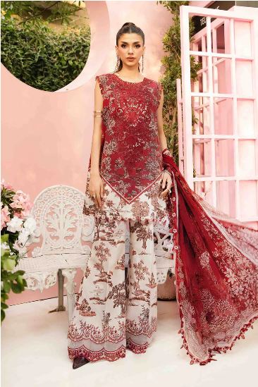 MARIA - B (3 Piece Unstitched Embroidered Lawn Suit | MPT-2608-A)