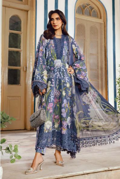 MARIA - B (M. PRINTS) 3 Piece Unstitched Embroidered Cambric Suit | MPT-2708-B