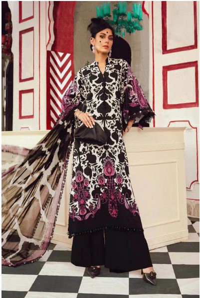 MARIA - B (M. PRINTS) 3 Piece Unstitched Embroidered Cambric Suit | MPT-2704-B