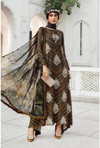 MARIA - B (M. PRINTS) 3 Piece Unstitched Embroidered Cambric Suit | MPT-2705-B
