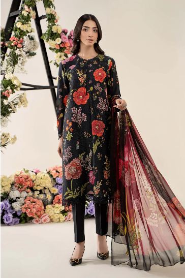 MARIA - B (3 Piece Unstitched Embroidered Lawn Suit | MPT-2607-B)