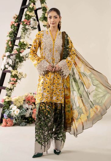 MARIA - B (3 Piece Unstitched Embroidered Lawn Suit | MPT-2606-A)