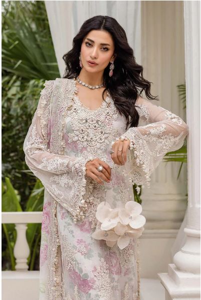 Maria - B (3 Piece Unstitched Embroidered Chiffon Suit - MPC-25-101)